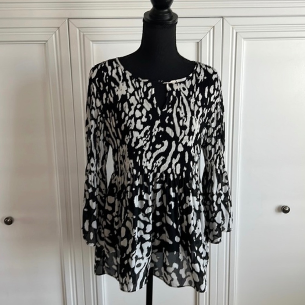 Baby Doll Sheer Elbow Bell Sleeve Top